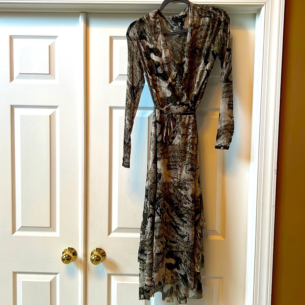 Beautiful green and cream and black wrap dress